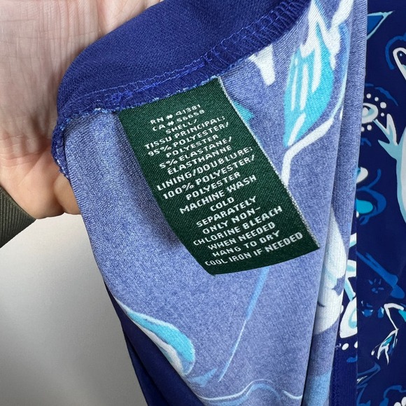 Lauren Ralph Lauren Sheath Dress‎ 14 Floral Ruched Waist Cap Sleeve Casual Blue - Picture 5 of 5